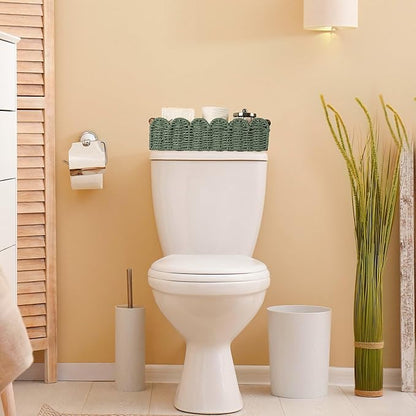 Toilet Paper Storage Basket Bathroom Counter Organizer Wicker Baskets for Organizing Cute Basket for Apartment Bedroom Nursery Room Kitchen Bathroom Decor-Green