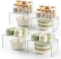 Clear Spice Rack Shelves, Pantry Organizers and Storage Set of 4, Display Shelf Organizer, Room Bathroom Desk Shelf Countertop Organization and Storage, Ideal for Kitchen Cabinet Organizer Shelf