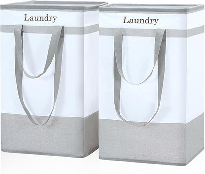 FairyHaus Laundry Basket 100L, 2Pack Laundry Hamper with Easy Carry Handles, Collapsible Laundry Baskets Hampers for Bathroom Clothes Storage Grey