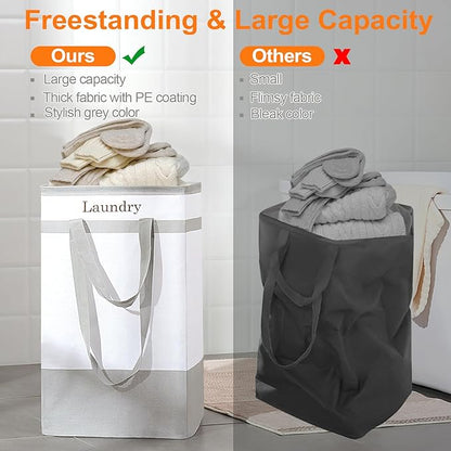 FairyHaus Laundry Basket 78L, 2Pack Laundry Hamper with Easy Carry Handles, Collapsible Laundry Baskets Hampers for Bathroom Clothes Storage Grey