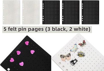 Chillpaper Enamel Pin Display Book Collection Trading Book Portable Brooch Pins Holder Storage Organizer Case Zippered (Purple Heart Lace)