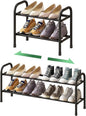 kiplant 2-Tier Shoe Rack for Closet, Expandable Metal Shoe Organizer, Adjustable Shoe Shelf Storage Organizer, Standing Shoe Rack for Entryway Closet Doorway