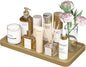 Weenson Gold Bathroom Vanity Tray for Countertop Perfume Makeup Jewelry Decor Candle, Bamboo Kitchen Tray for Soap Dispenser Spice Coffee, Toilet Tank Tray 11.81”L x 6.1”W x 0.79”H