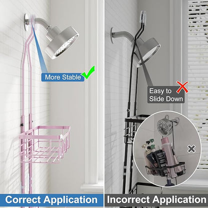 Shower Caddy, Upgraded Extended Length Shower Caddy Over Showerhead No Blocking to Shower Head, Rustproof Shower Organizer with Hooks Shampoo Soap Holder, Bathroom Large Hanging Shower Caddy