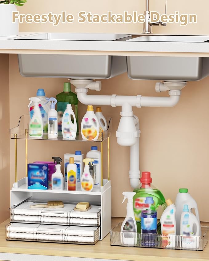 Anylady Bathroom Organizers and Storage, Makeup Organizer (Sturdy Durable Attractive), Ideal for Vanity, Countertop, Counter, Perfume, Skincare, Cabinet, Cosmetic, Dresser Organizer (White)