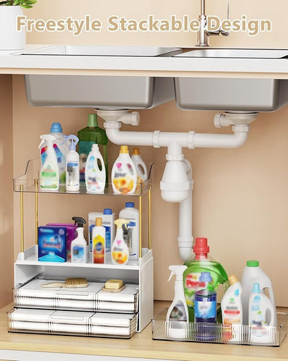 Anylady Bathroom Organizers and Storage, Makeup Organizer (Sturdy Durable Attractive), Ideal for Vanity, Countertop, Counter, Perfume, Skincare, Cabinet, Cosmetic, Dresser Organizer (White)