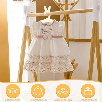 20PCS Wooden Kids Hangers 9" Baby Clothes Hangers, Baby Children Wooden Hangers, Cute Little Kids Hangers, Newborn Girl Boy Hangers for Clothing Pants Coats Skirts Storage (Rabbit Ear)