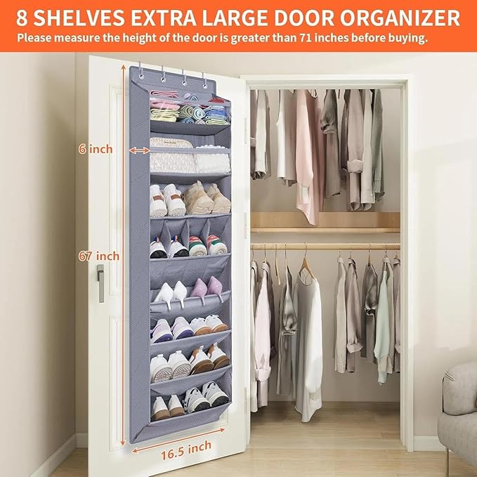 for 1 Pack Over The Door Shoe Organizer,68" Exlarge Deep Pockets Hanging Shoe