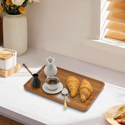 XZHXFX Bamboo Vanity Tray, Decorative Tray for Counter, Coffee Table, Kitchen, Bedroom (Small)