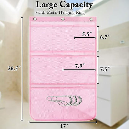 Fammart Mesh Shower Caddy Hanging, Quick-Drying Shower Organizer with 7 Pockets, Portable Bathroom Organizers and Storage for Shampoo, Soap, Loofah, Travel, and Cruise Essentials