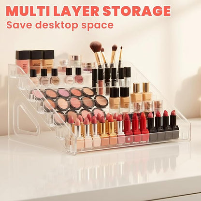 2 Pcs Nail Polish Organizers, Clear Nail Polish Holder 84 Bottles of 7 Layers Sunglasses Organizer Essential Oils Holder Clear Eyeglasses Display Case Makeup Organizer