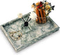 Marble Bathroom Tray,Pure Natural Vanity Tray,Marble Tray for Kitchen Counter Non-Ceramic/Non-Resin,Stone Trays 12 x 8 inch Cyan Green