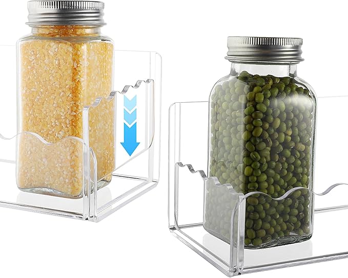 12 inch Spice Rack Wall Mounted,4 Pack Spice Organizer Shelf for Stove Cabinet Pantry Door, Adhesive or Screw Hanging Wall Spice Shelf Storage Holder in Kitchen and RV - Clear Color