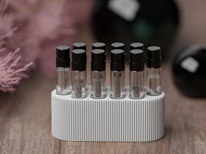 Perfume Sample Organizer for Bathroom or Vanity – Ideal Makeup and Skincare Storage, Desk and Bathroom Counter Organizer, Gift for Her (2mL Pure White - Fits Mini Perfume Samples)