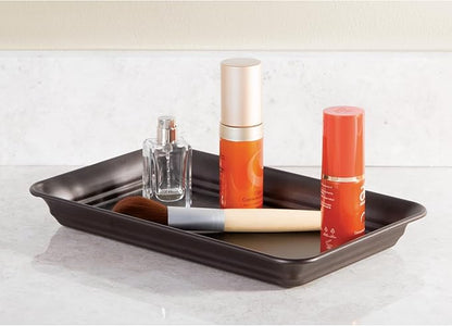 iDesign Decorative Countertop Vanity Tray Organizer for Bathroom, Bedroom, Closet, Entryway, Set of 2, 9.7" x 6.3" x 1", Bronze
