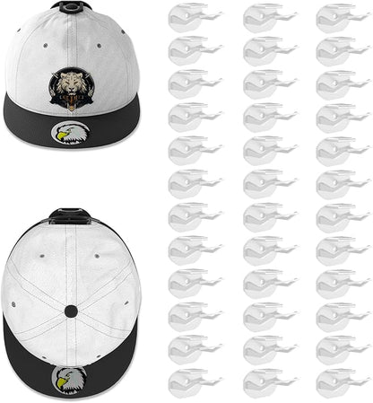 Niunuerga 36 Pack Adhesive Hat Hooks for Wall, Super Strong Hat Rack for Baseball Caps, Hat Organizer Display for Home Decor, Hat Hangers Holder for Wall, Door, Closet, No Drilling (White)