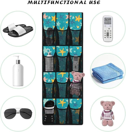 Starfish Hanging Storage Shoe Organizer for Closet 12 Mesh Pockets Hanging Storage Bags Holder for Sundries Clothes Boots Toys