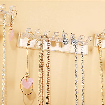 Wall Mounted Acrylic Necklace Organizers Wall Mounted Jewelry with Hooks for Necklaces Bracelets and Rings Bedroom Jewelry