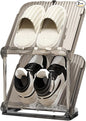 YYW Narrow Shoe Rack Vertical Shoes Rack for Entryway Corner Shoe Storage Organizer for Small Spaces Transparently Tall Slim Shoe Shelf for Front Door Entrance Living Room Grey 2 Layers