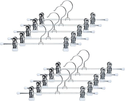 Mawa by Reston Lloyd Non-Slip Space-Saving Clothes Hanger For Pants & Skirts with Two Non-Slip Clips, Style K/30D, 12-Inch, Set of 10, White