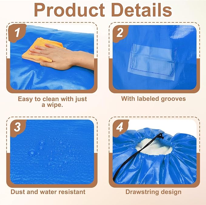 uxcell 2Pcs Extra Large Moving Bags, 20 x 18 x 25" Heavy Duty Woven Clothes Storage Totes Waterproof Packing Bags with Elastic Band and Handle for Home Camping Packing Quilts, Blue