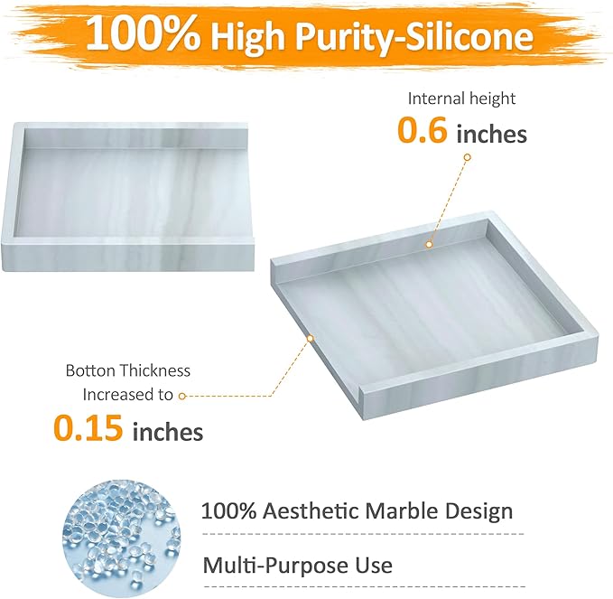 Bathroom Vanity Tray,Thick Original Silicone Soap Dispenser Tray,EGWON Shatterproof Toilet Tank Tray Vanity Tray for Dresser Tops,Bathroom for Perfume,Soap Bottle