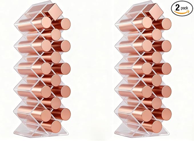 Lipstick Organizer Holder 16 Spaces Fish Shape Cosmetic Lip Gloss Organizers for Countertop Clear Acrylic Makeup Perfume Storage Drawer Bathroom Novelty Desk Decor Vanity Display for Girls Women(2PCS)