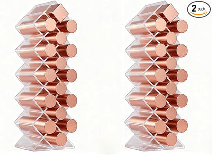 Lipstick Organizer Holder 16 Spaces Fish Shape Cosmetic Lip Gloss Organizers for Countertop Clear Acrylic Makeup Perfume Storage Drawer Bathroom Novelty Desk Decor Vanity Display for Girls Women(2PCS)