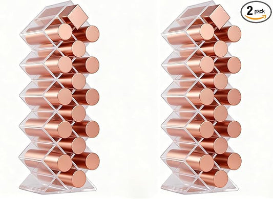 Lipstick Organizer Holder 16 Spaces Fish Shape Cosmetic Lip Gloss Organizers for Countertop Clear Acrylic Makeup Perfume Storage Drawer Bathroom Novelty Desk Decor Vanity Display for Girls Women(2PCS)
