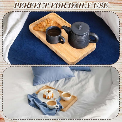 Sieral 3 Pcs Bamboo Tray for Bathroom Bamboo Vanity Bathroom Counter Organizer Decorative Tea Serving Tray for Dresser Coffee Table Home Toilet Tank Candle Perfume (11 x 5.9 Inch)