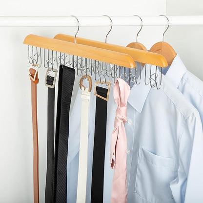 Amazon Basics Wooden Belt Hanger - Natural (Pack of 18)