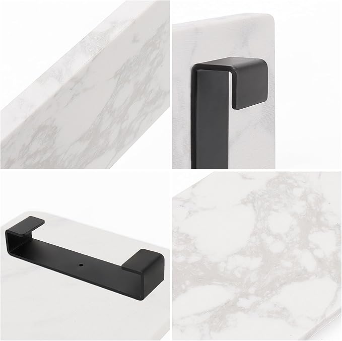 Bathroom Vanity Tray and White Marble Kitchen Soap Tray, Luxurious Small Accessory for Table/Countertop (Black-Rectangle, 10" x 6" x 1")