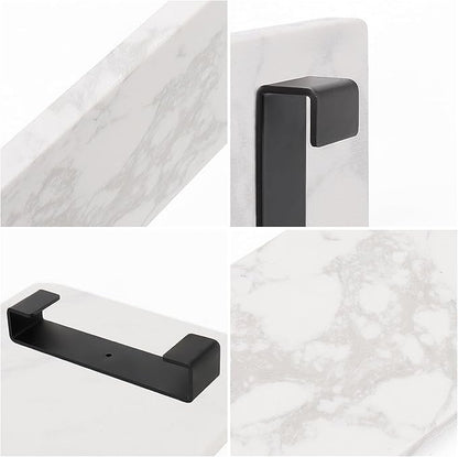 Bathroom Vanity Tray and White Marble Kitchen Soap Tray, Luxurious Small Accessory for Table/Countertop (Black-Rectangle, 10" x 6" x 1")