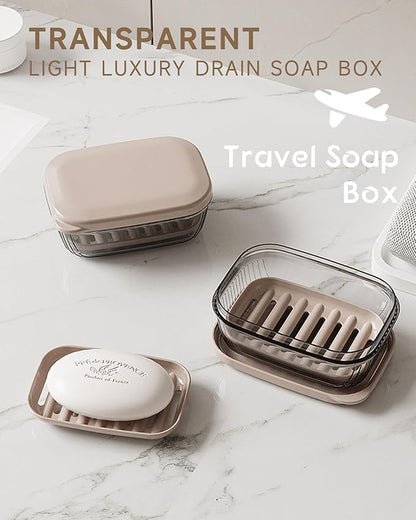 Doter Travel Soap Case, Leakproof Soap Container with Lid, Portable Bar Soap Holder for Traveling, Transparently Soap Dishes for Bathroom, Shower, Gym, School, Camping, Vacation, Outdoor
