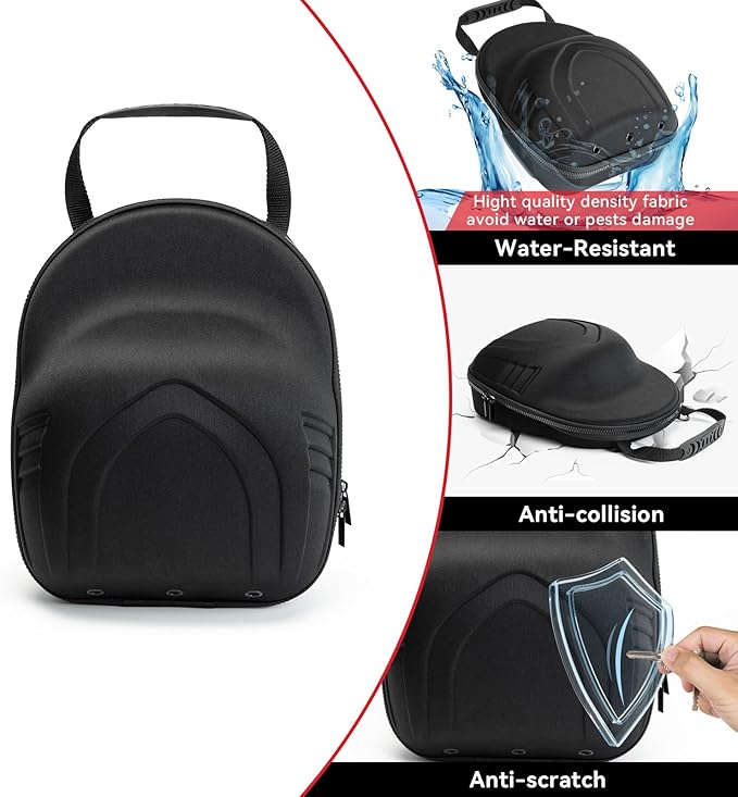 Hard Hat Case for Baseball Caps,Hat Carrier Travel Case with One Black Baseball Cap and Adjustable Shoulder Strap,Hat Organizer Holder Bag for 6 Baseball Caps for Women and Men,Black