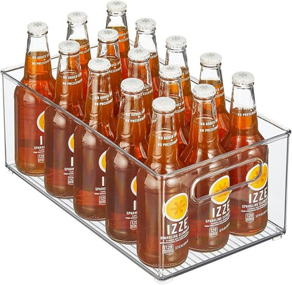 mDesign Deep Plastic Kitchen Storage Organizer Container Bin for Pantry, Cabinet, Cupboard, Shelves, Fridge, or Freezer - Holds Dry Goods, Sauces, Condiments, Drinks, 2 Pack, Clear