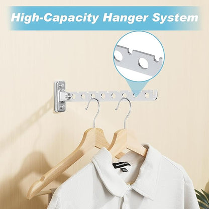Alise Clothes Drying Rack Wall Mounted Coat Hanger,Folding Hanger Rack Clothes Hook Closet Storage Organizer,Swivel Space Saving Clothes Hanger Rack for Bedroom Bathroom Laundry,2 Pack,Polished Chrome