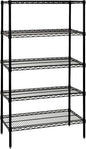 Quantum Storage Systems WR86-3048BK-5 Wire Shelving Starter Kit, 48" W x 30" D x 86" H, 600 lbs Capacity, Carbon Steel, Epoxy Coated, Black, NSF