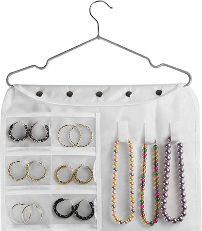 BB Brotrade Hanging Jewelry Organizer,Accessories Organizer,56 Pocket Organizer for Holding Jewelries (White-56 Pockets)
