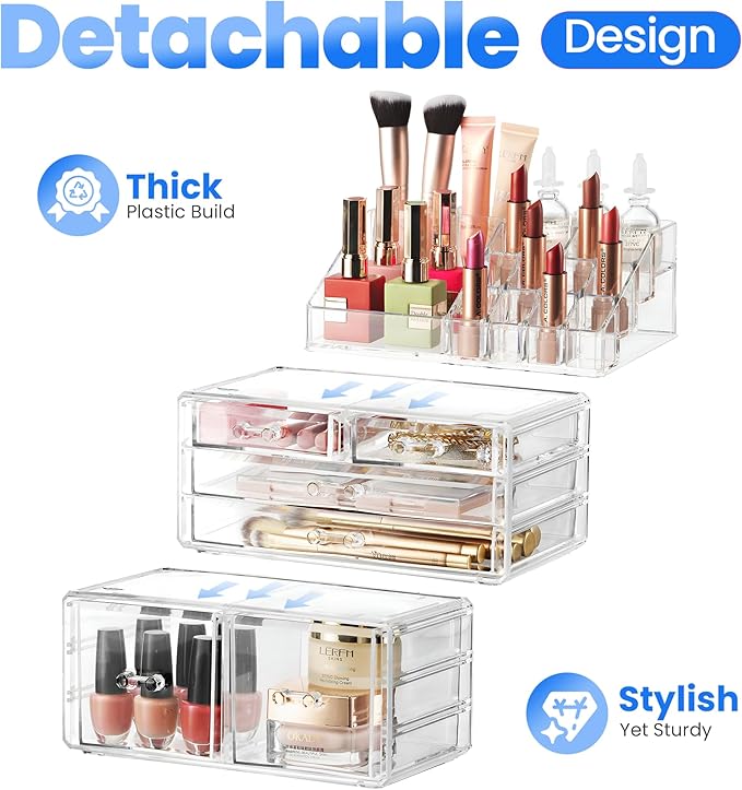 Masirs Clear Cosmetic Storage Organizer, Classy Design, Versatile, Simplifies Your Life