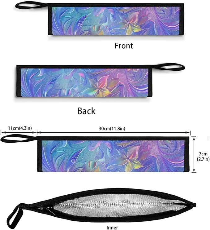 COEQINE Abstract Flower Utensil Holder Rainbow Flatware Irganizer for Cutlery Pouch Metal Straws Case With Handles for Work Travel Accessories Lightweight Foldable Tableware Bag