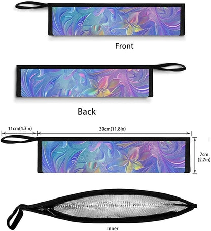 COEQINE Abstract Flower Utensil Holder Rainbow Flatware Irganizer for Cutlery Pouch Metal Straws Case With Handles for Work Travel Accessories Lightweight Foldable Tableware Bag