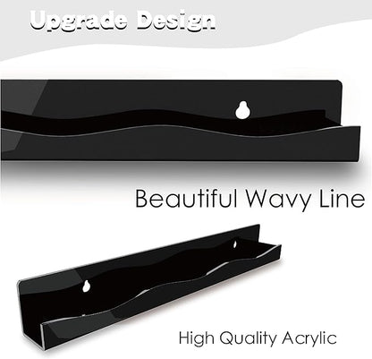 YMVV 15" Nail Polish Rack Wall Mounted Shelf,6 Pack Black Acrylic Organizer Supplies for Nail Techs,Great Display for Salons Retailers