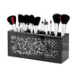 SHYFOY Black Makeup Brush Holder, 4-Compartment Makeup Organizer with Crushed Diamond Crystals, Vanity Cosmetics Organizer Solution, Pencil Holder Organizer for Desk