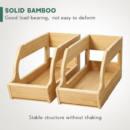 Yumkfoi Bamboo Can Organizers and Storage for Pantry, Soda Can Organizer Beverage Drink Holders, Stackable Canned Goods Organizer Can Dispenser for Pantry, Kitchen, Cabinet (2 Pack)