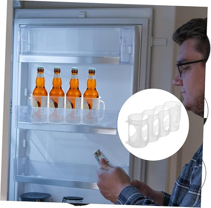 SHOWERORO Refrigerator Crisper Storage Box 2-Pack Clear Plastic can Organizer with Handle Fridge Caddy for Beverage and Kitchen Seasoning Storage