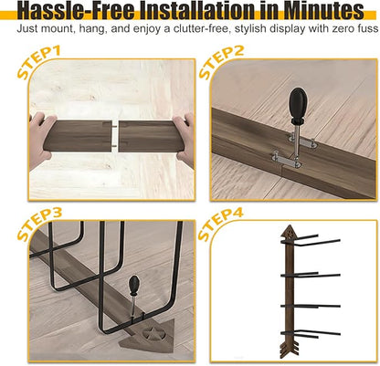 1 Pack Cowboy Hat Rack for Wall – Rustic Cowboy Hat Holder with Arrow Design and 4-Tier Hooks Western Decor Hat Storage– Vintage Cowboy Hanger for Wall