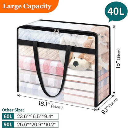 TasticTotes 8 Pack Clear Storage Bags for Comforter, Clothes & Bedding, Plastic Blanket Storage with Zipper and Handle, Moving Bags, Closet Organizer and Under-Bed Storage (40L)