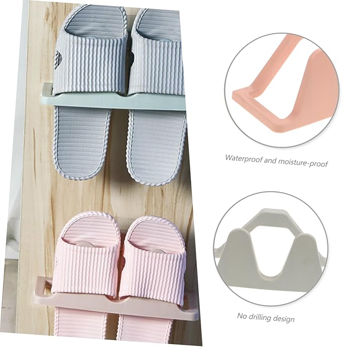 Cabilock 1set Wall-Mounted Slipper Racks Nail Installation Storage for Entryway and Options Material Keeps Slippers Dry and Clean