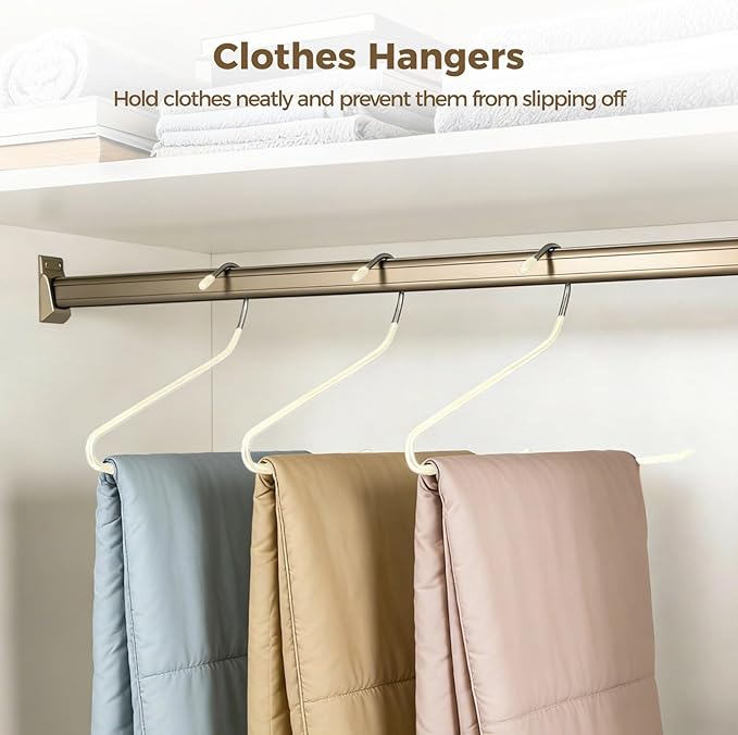 35 Pcs Pants Hangers Non Slip, Space Saving Open Ended Metal Pant Hangers, Jean Hangers for Men and Women, Closet Storage Organizer for Clothes Leggings Slacks Trouser Ties, Cream White